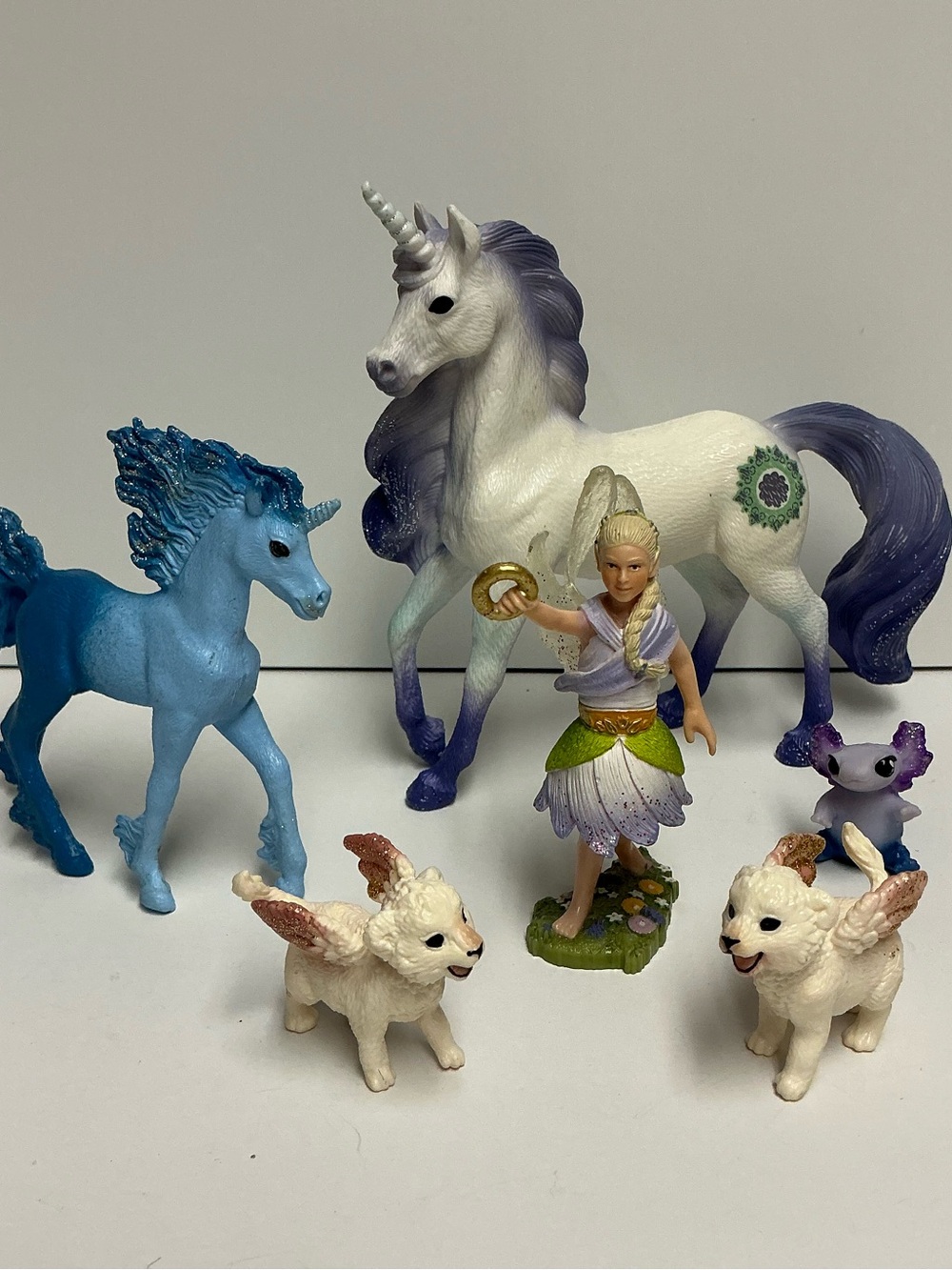 Schleich Fantasy Figures Lot - Bayala Unicorn, Winged Lion Cubs, Elf/Fairy